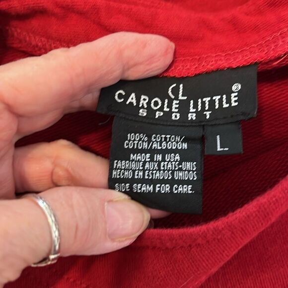 Carol Little sport szL red LS sweatshirt dress pockets buttons at bottom EUC - Picture 6 of 14